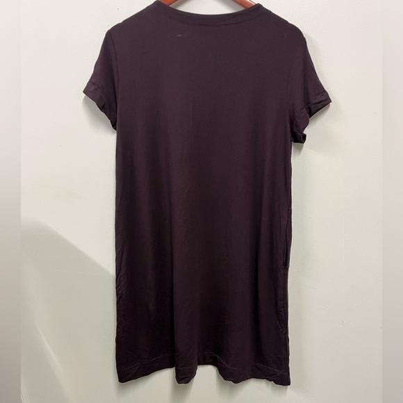 New FLAX IN-MOTION T-Shirt Dress Wine Crew Neck short Sleeve Women’s M 10-14 - Picture 3 of 10